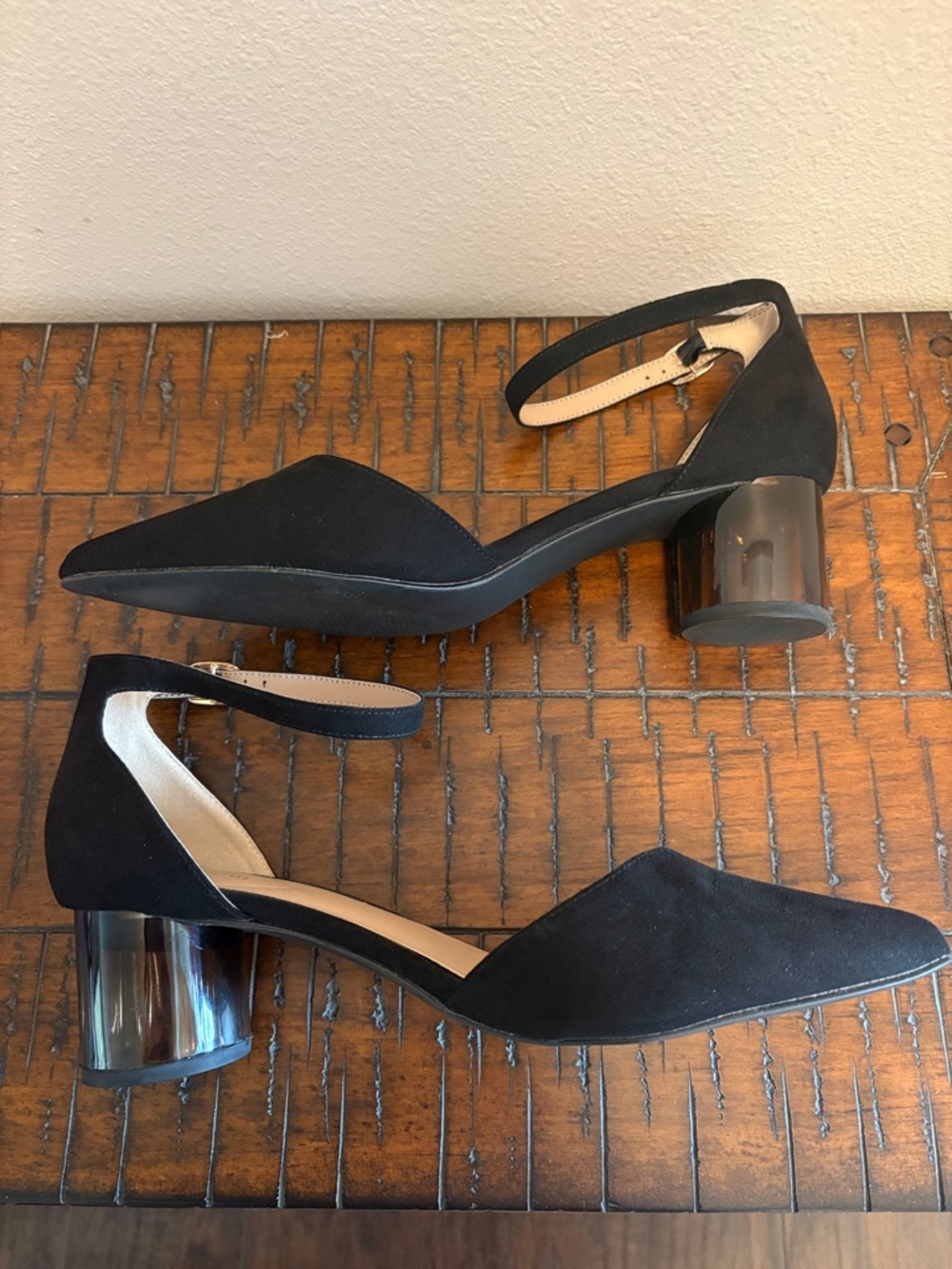 Cato Black Pointed-Toe Ankle-Strap Heels - Picture 4 of 8